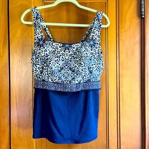 Lands' End Square Neck Underwire Tankini Top SZ 18W